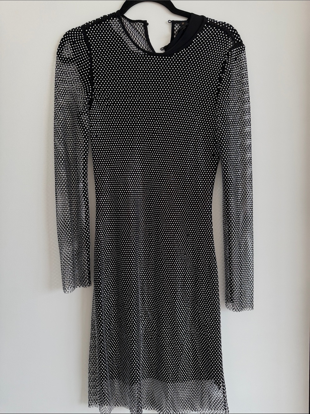 Maje Black Sheer Polka Dot Long-Sleeve Mesh Dress